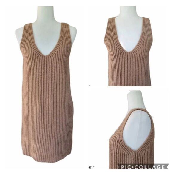 Madewell Camel Merino Wool Tunic Knit Sleeveless Tank Sweater Dress Size Small - Picture 1 of 12